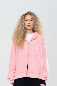 CLASSIC DOUBLE ZIP HOODIE - WASHED PINK