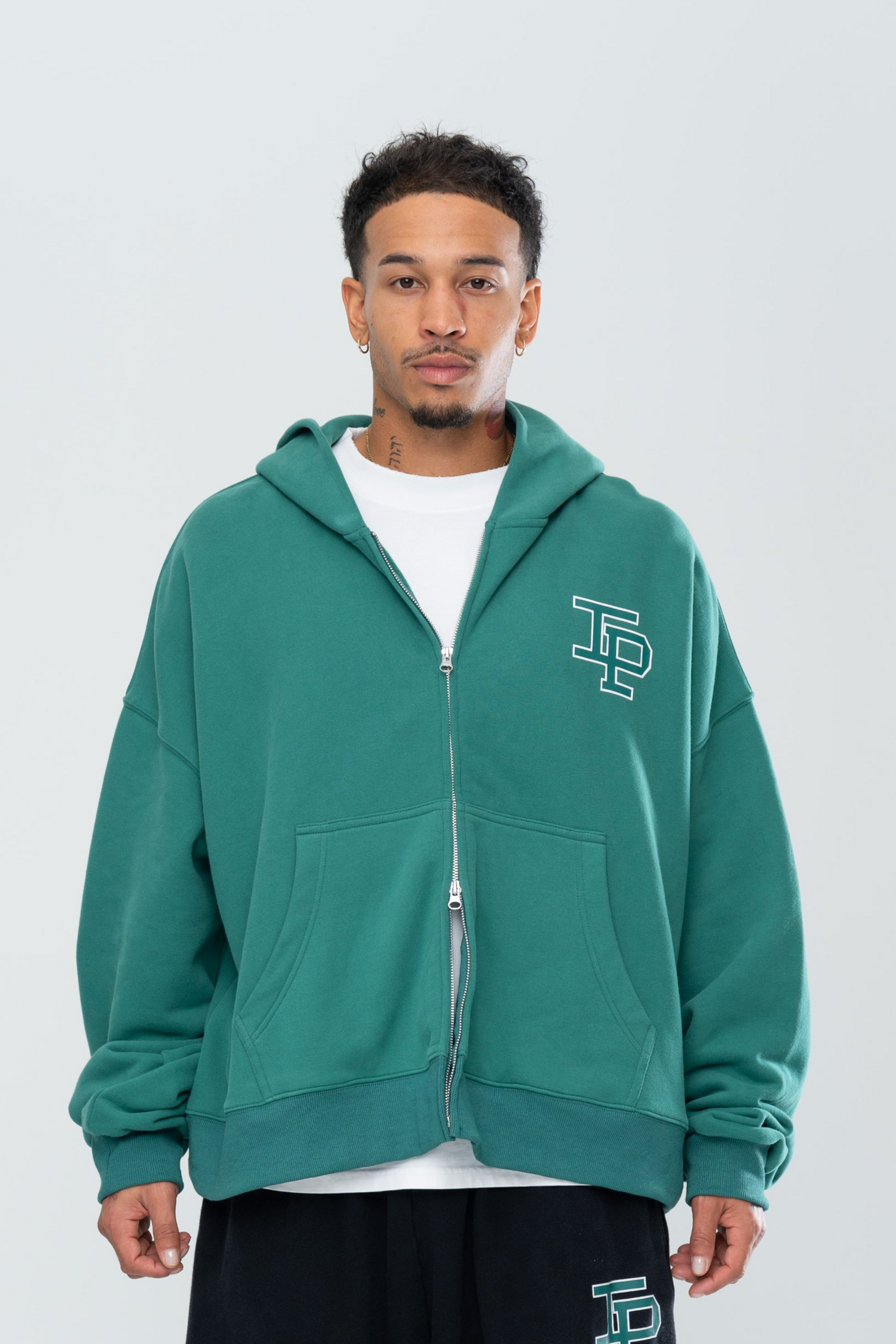 CLASSIC DOUBLE ZIP HOODIE - FOREST GREEN