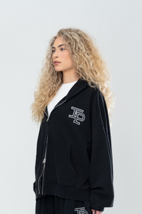 CLASSIC DOUBLE ZIP HOODIE - BLACK