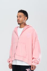 CLASSIC DOUBLE ZIP HOODIE - WASHED PINK