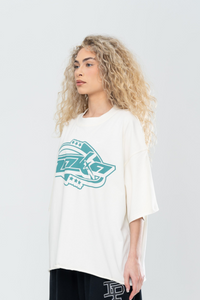 CYBERISTIX CROPPED TEE - CREAM/GREEN