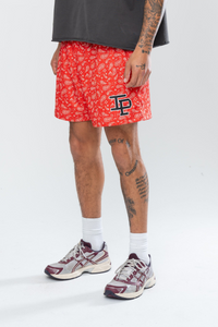 CLASSIC PAISLEY MESH SHORTS - RED