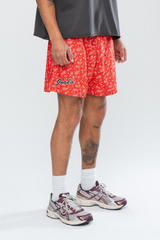 CLASSIC PAISLEY MESH SHORTS - RED