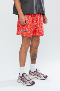 CLASSIC PAISLEY MESH SHORTS - RED