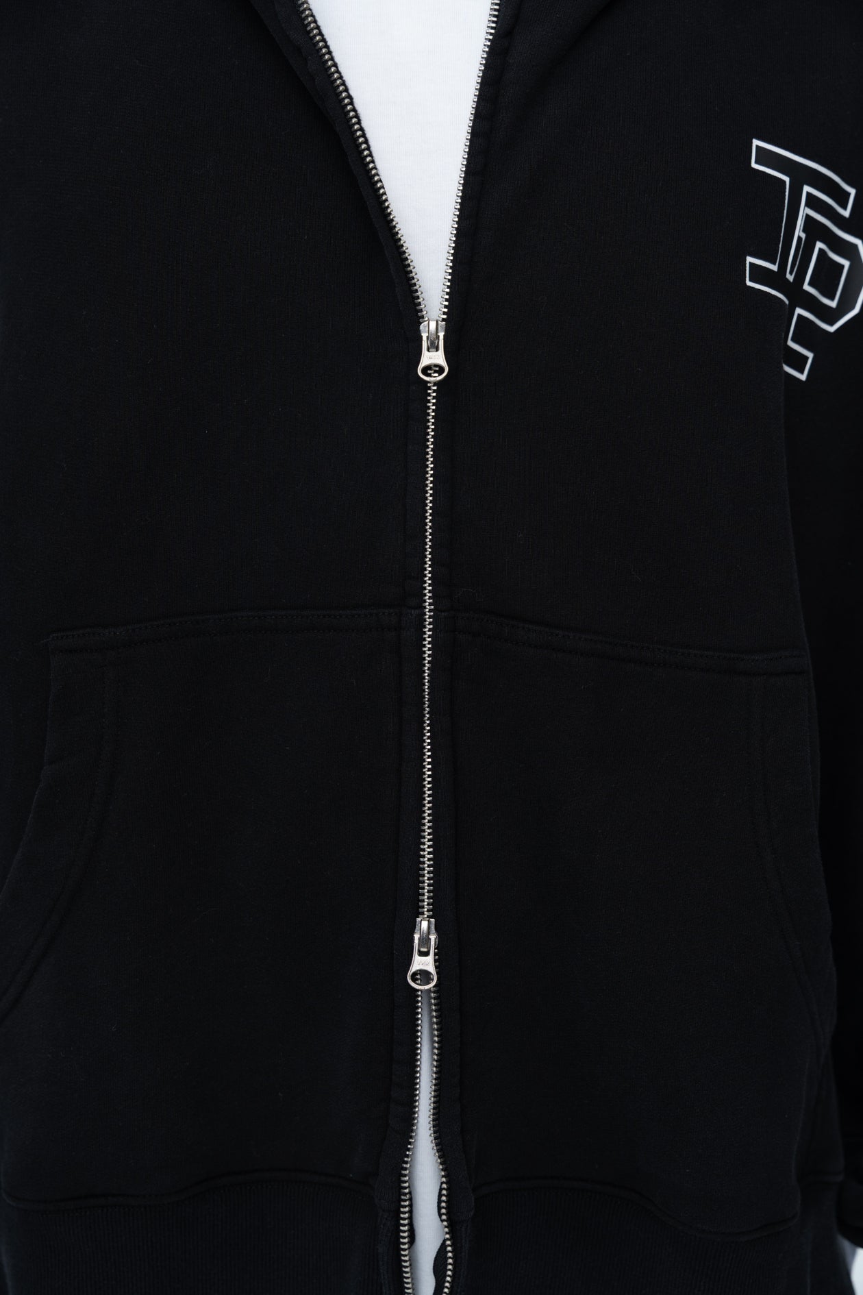 CLASSIC DOUBLE ZIP HOODIE - BLACK