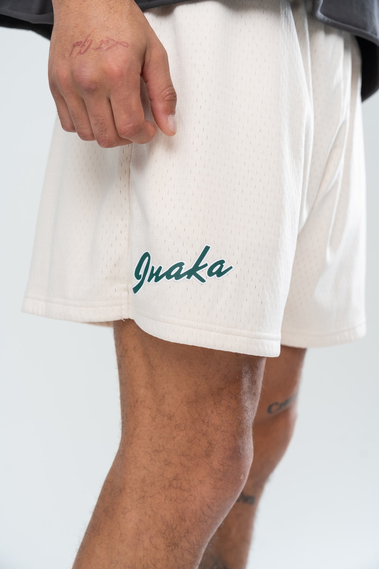 CLASSIC MESH SHORTS - CREAM/FOREST GREEN