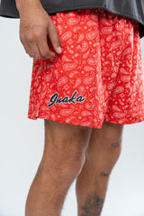 CLASSIC PAISLEY MESH SHORTS - RED