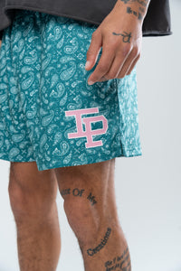 CLASSIC PAISLEY MESH SHORTS - GREEN