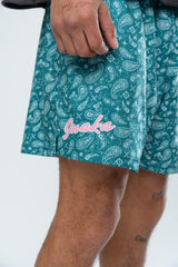 CLASSIC PAISLEY MESH SHORTS - GREEN