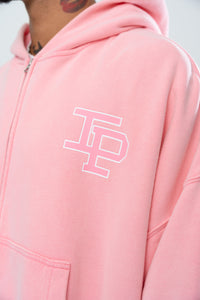 CLASSIC DOUBLE ZIP HOODIE - WASHED PINK