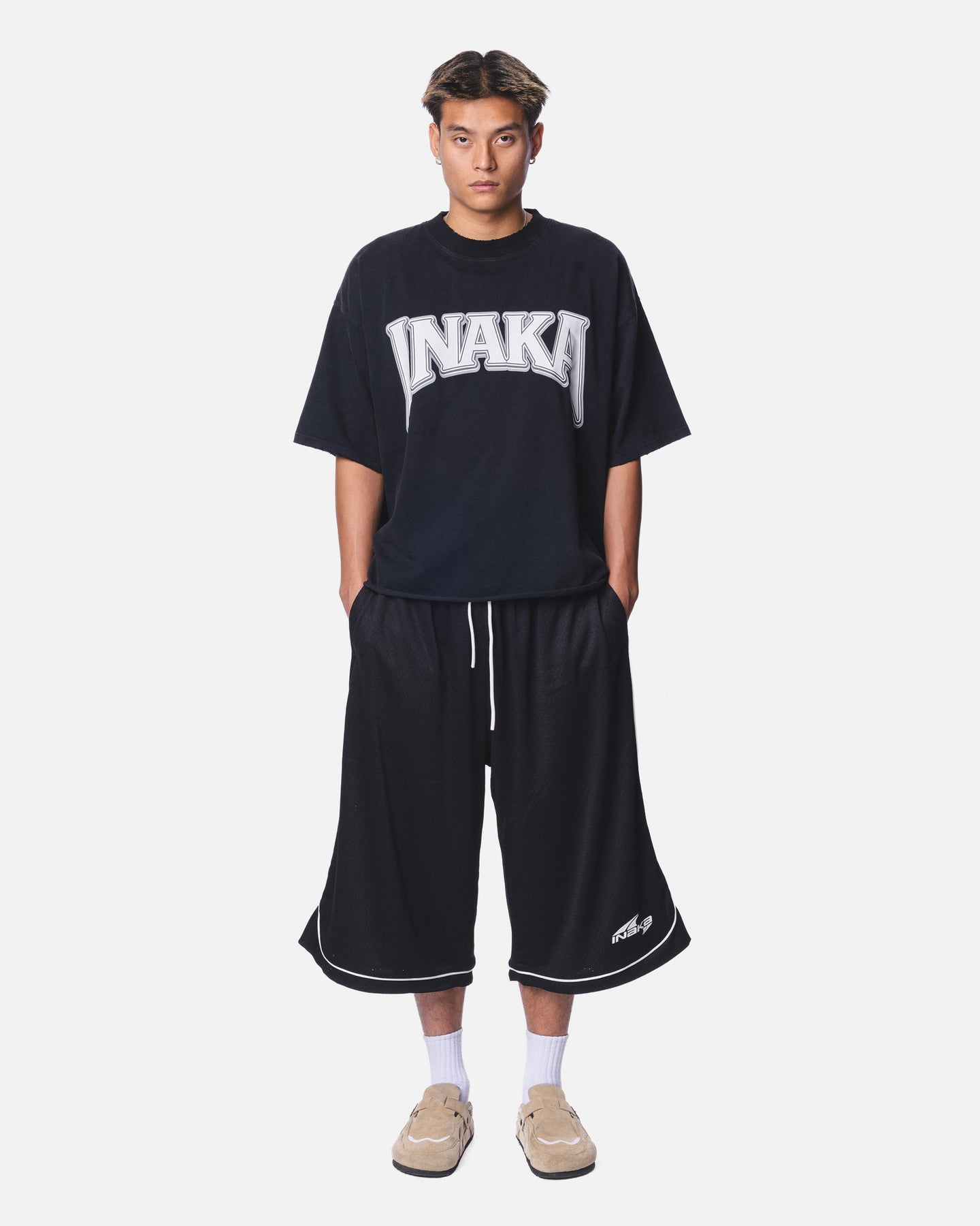 3/4 MESH SHORTS - BLACK