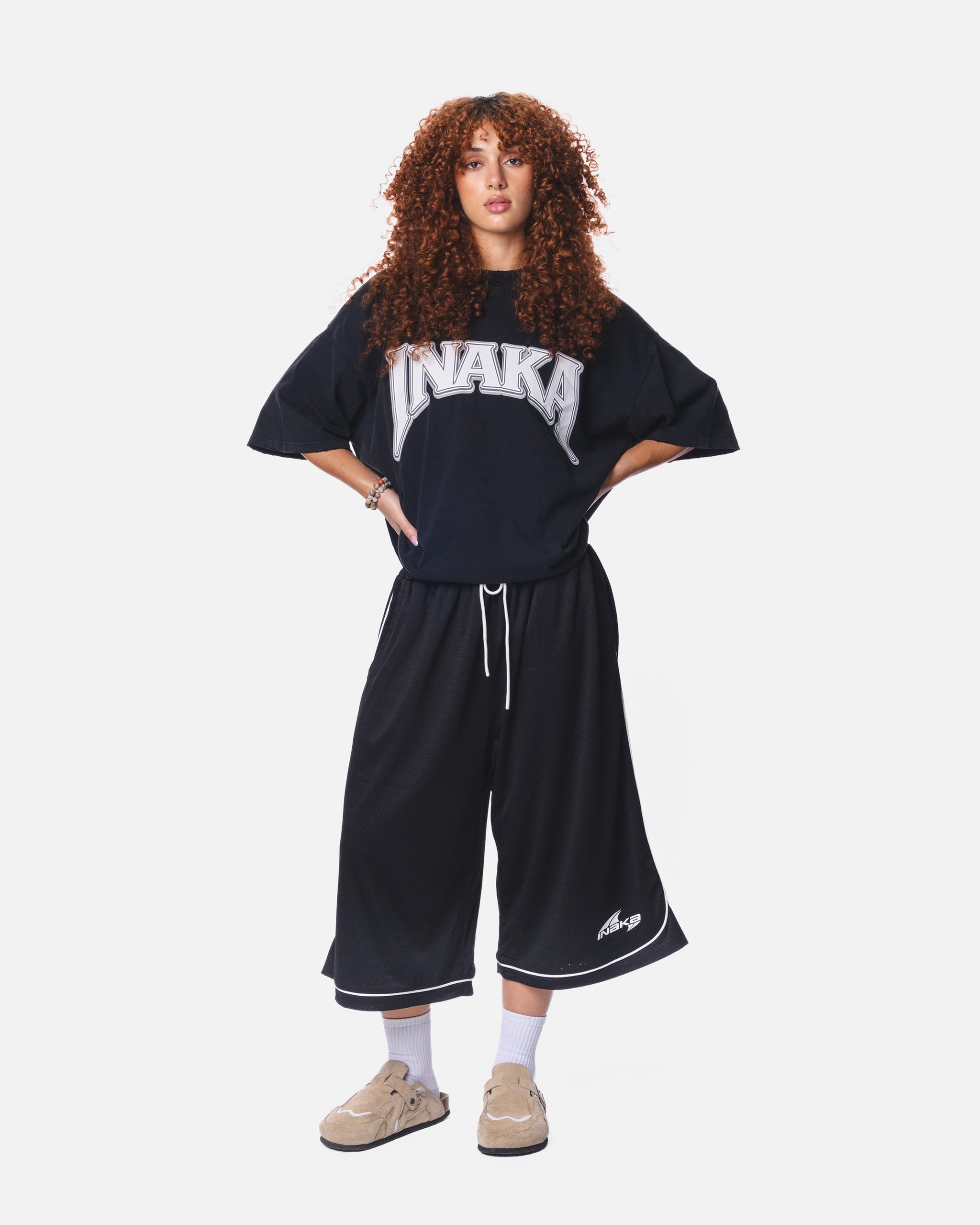 3/4 MESH SHORTS - BLACK