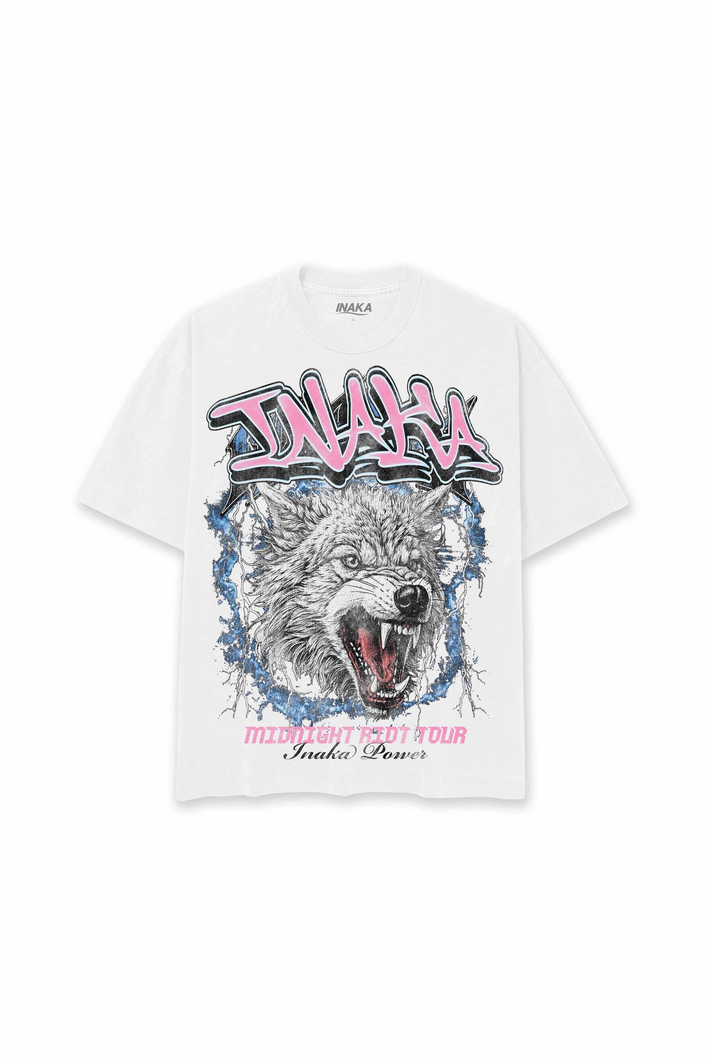 INAKA MIDNIGHT WOLF TEE - WHITE