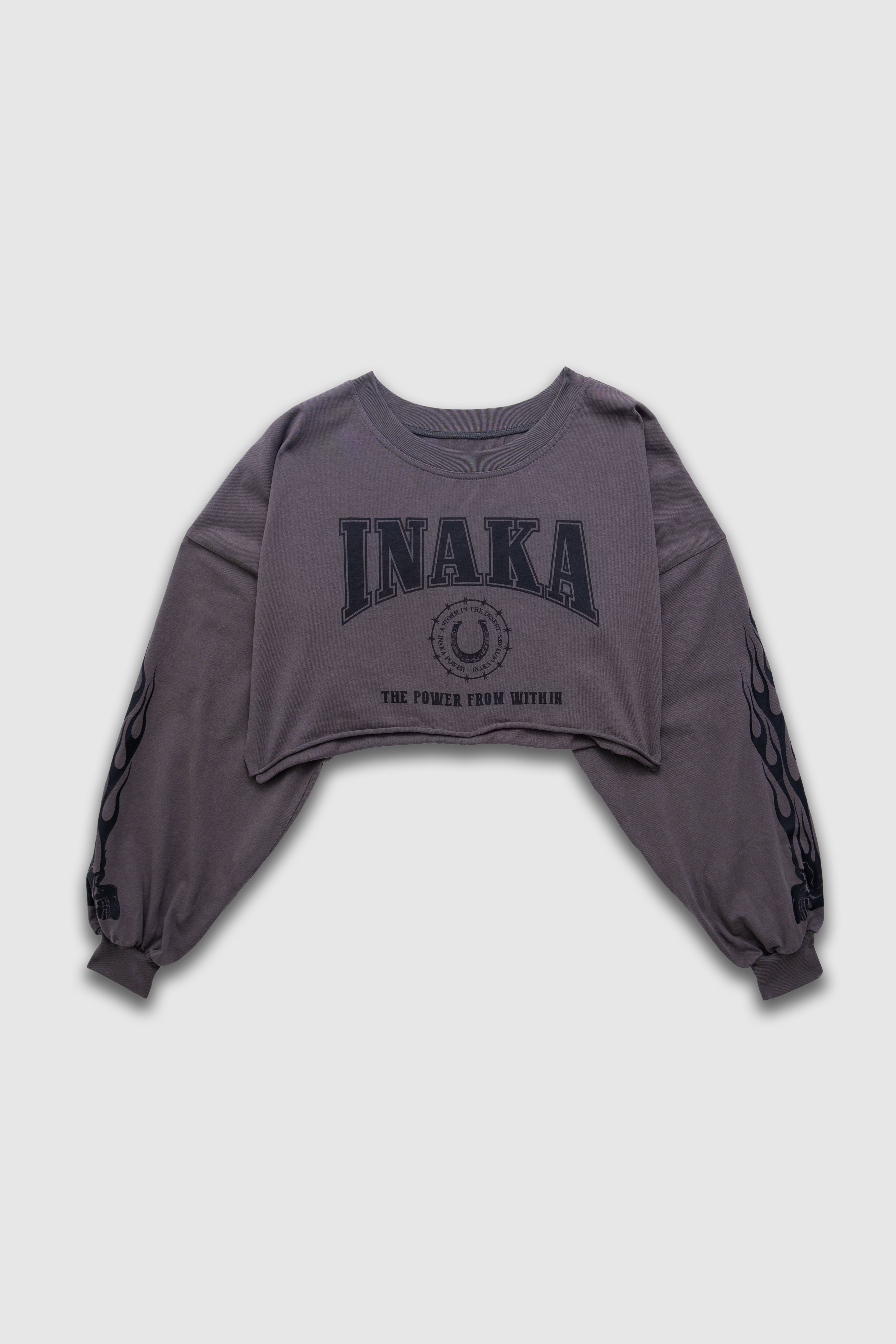 Womens Cropped Long Sleeve - Vintage Grey