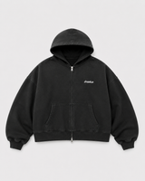 BASICS CROPPED DOUBLE ZIP HOODIE - GREY