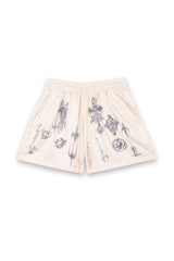 CRUCIFIX MESH SHORTS - CREAM