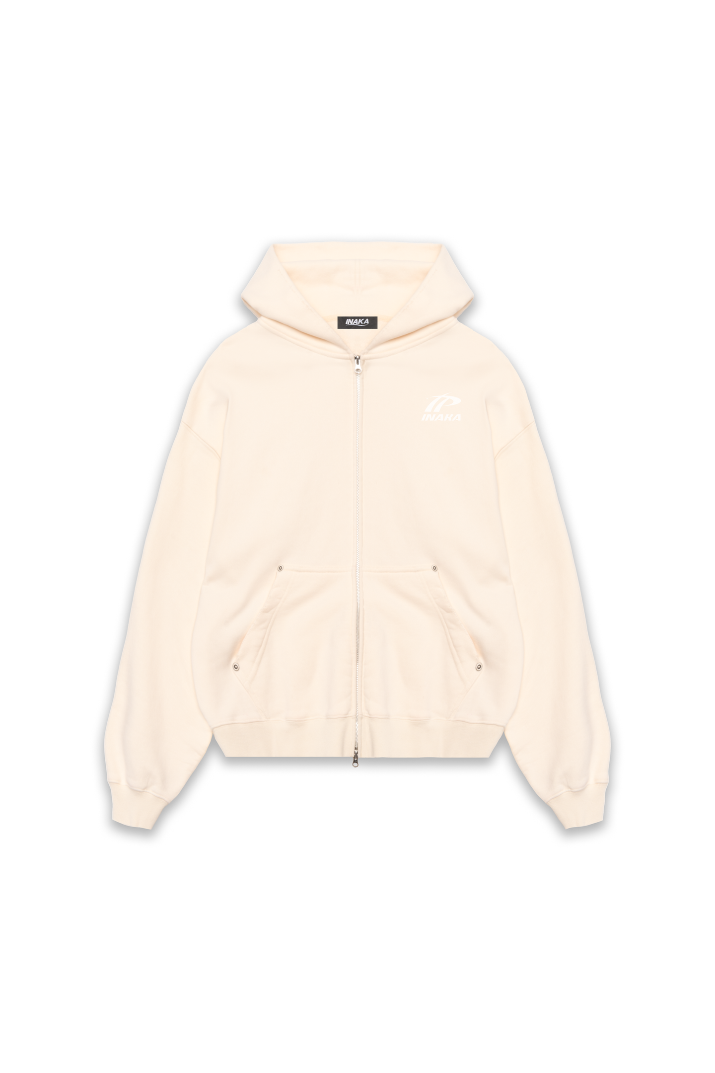 CROPPED DOUBLE ZIP HOODIE - BEIGE