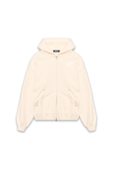 CROPPED DOUBLE ZIP HOODIE - BEIGE