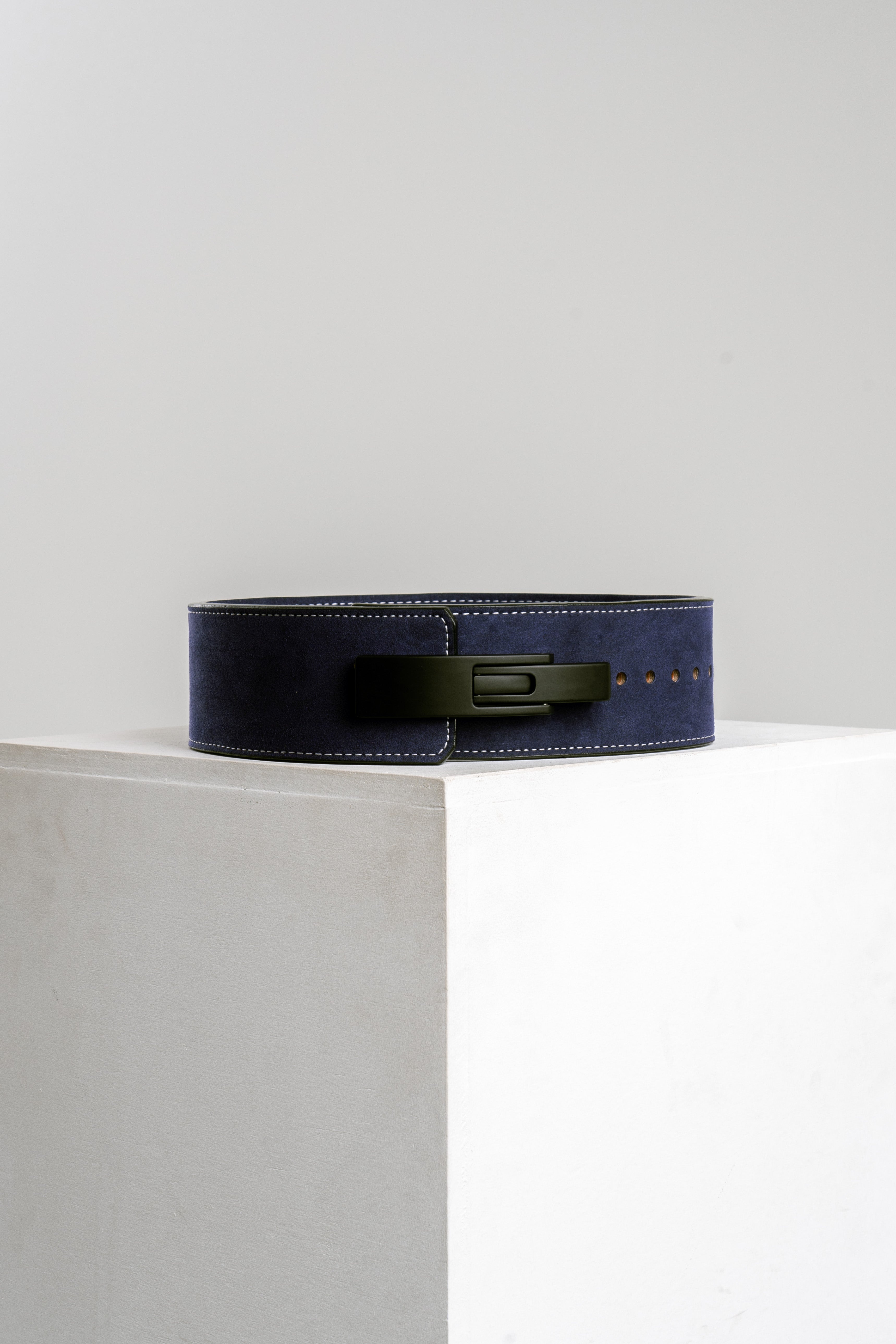 13mm Lever Suede Belt - Navy